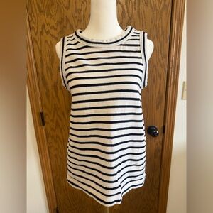 LOFT Black and White Striped Tank Top